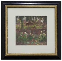 Vintage James Kidwell Popham (1884-1966) - Framed Mid 20th Century Oil, Dahlias in Shade