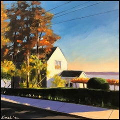 Hudson Riverside (Contemporary Landscape Painting, House by the River)