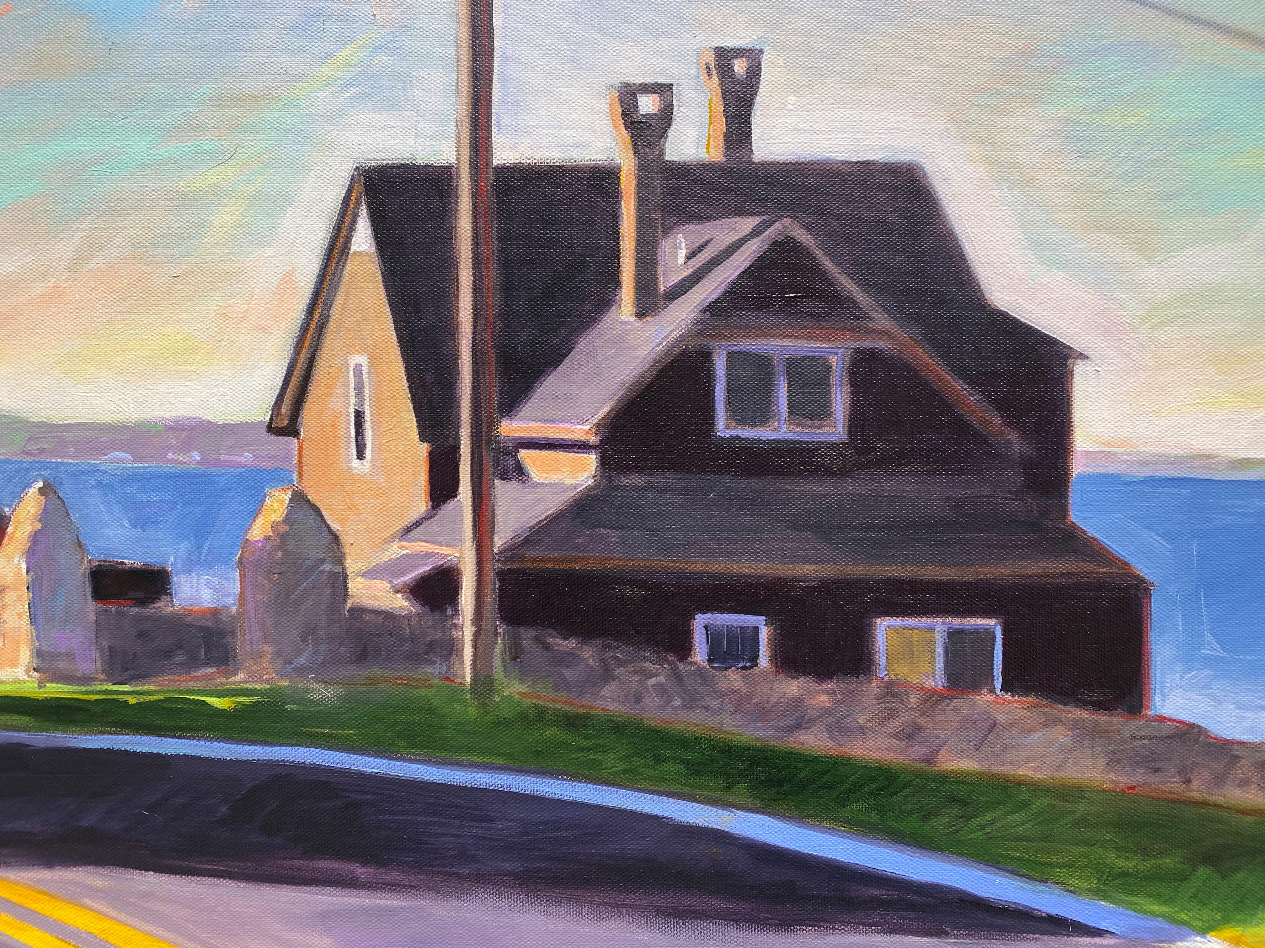 Overlook, Spring Street (Contemporary Landscape Painting, House by the Sea) 1