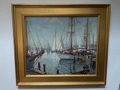 Vintage Edgartown Harbor, Martha’s Vineyard Oil Painting; James King Bonnar 1960