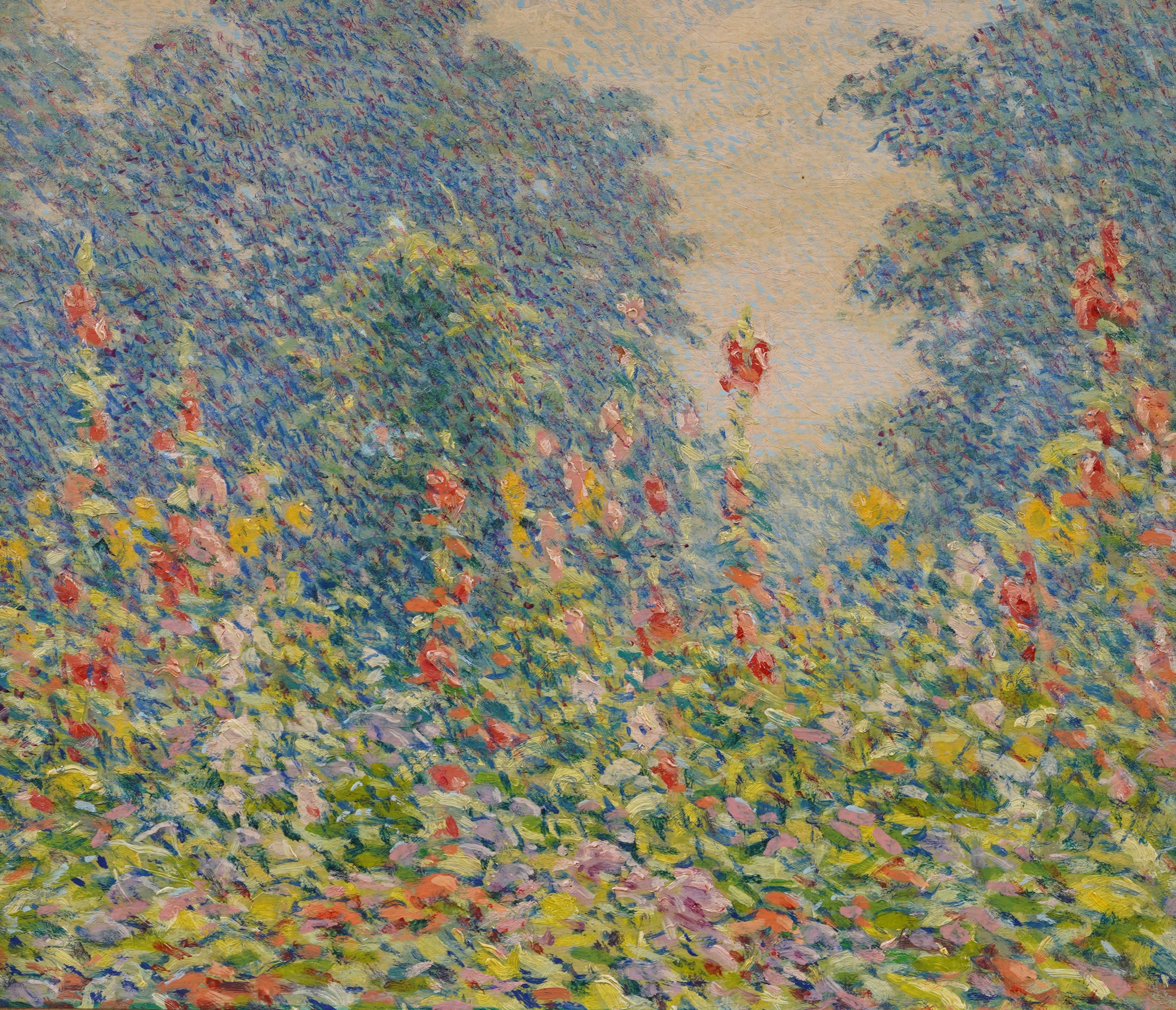 Increíble paisaje impresionista americano de James Knox (1866-1942).  Óleo sobre tabla.  Bien enmarcado en un marco impresionista dorado de época.  Gran empaste y me encanta la paleta de colores.  Firmado sólo en el verso.  Tamaño de la imagen, 14