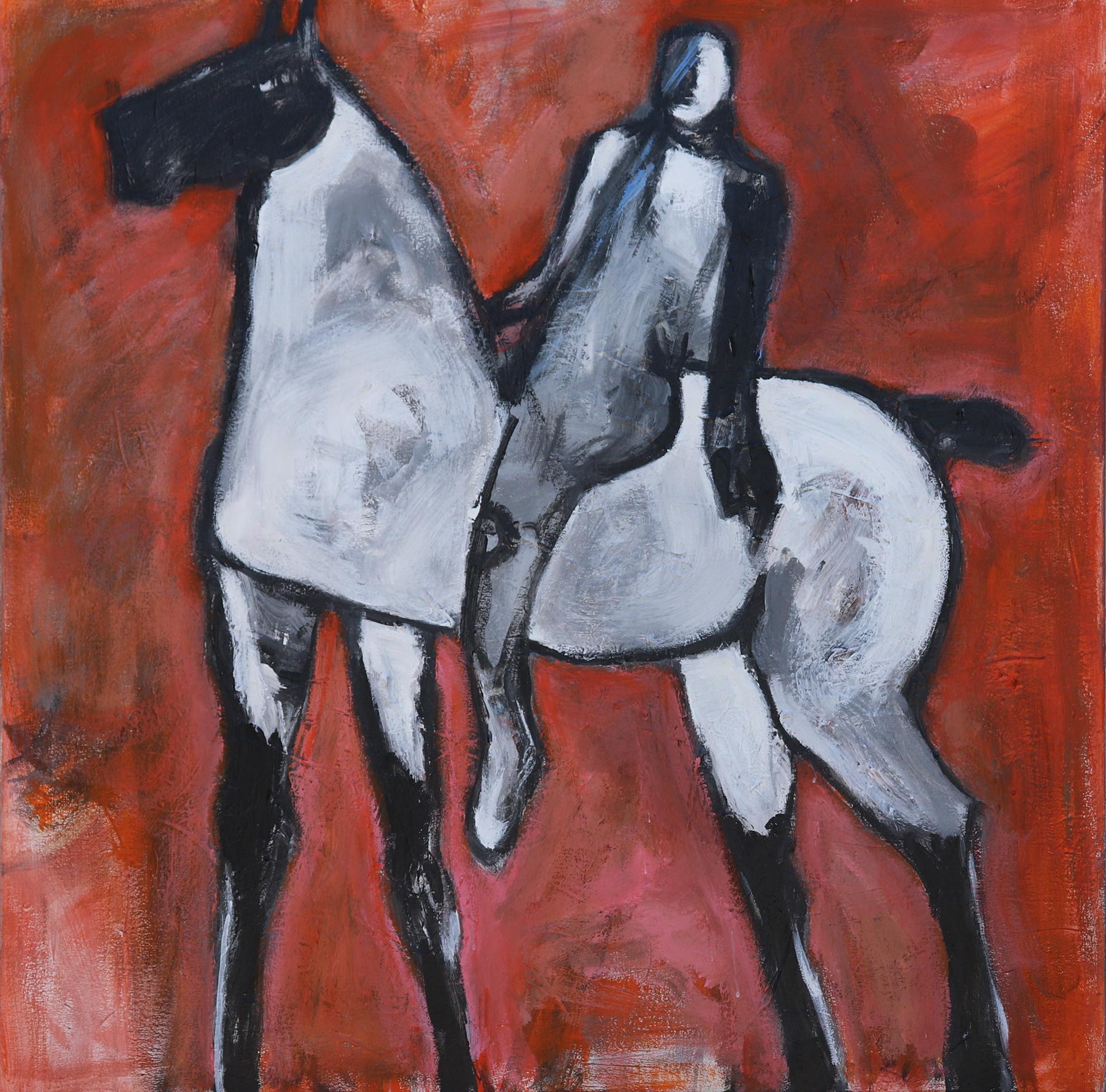 Horse and Rider in Orange Field