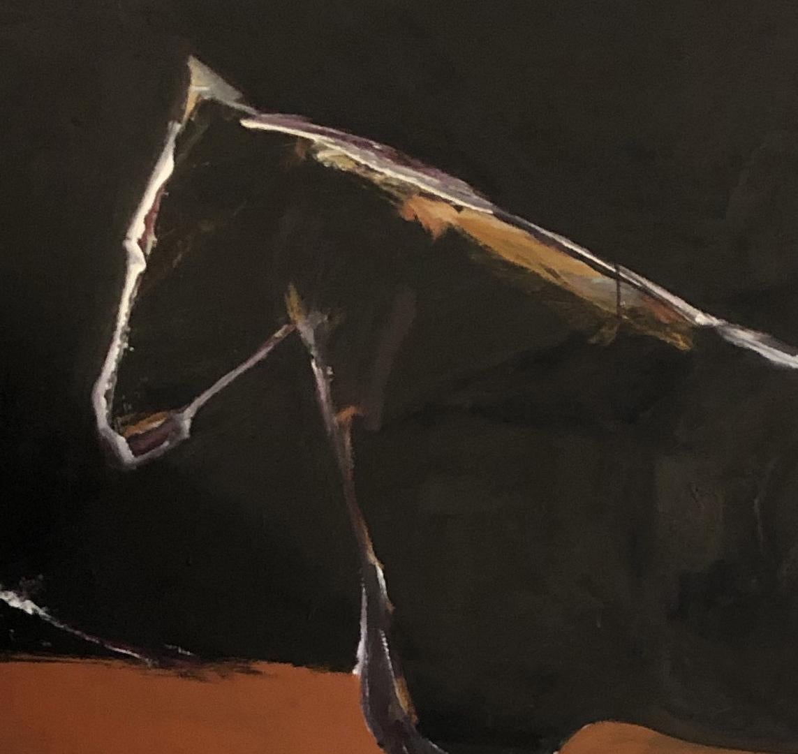 Horse in Black Field - Abstract Impressionist Painting by James Koskinas