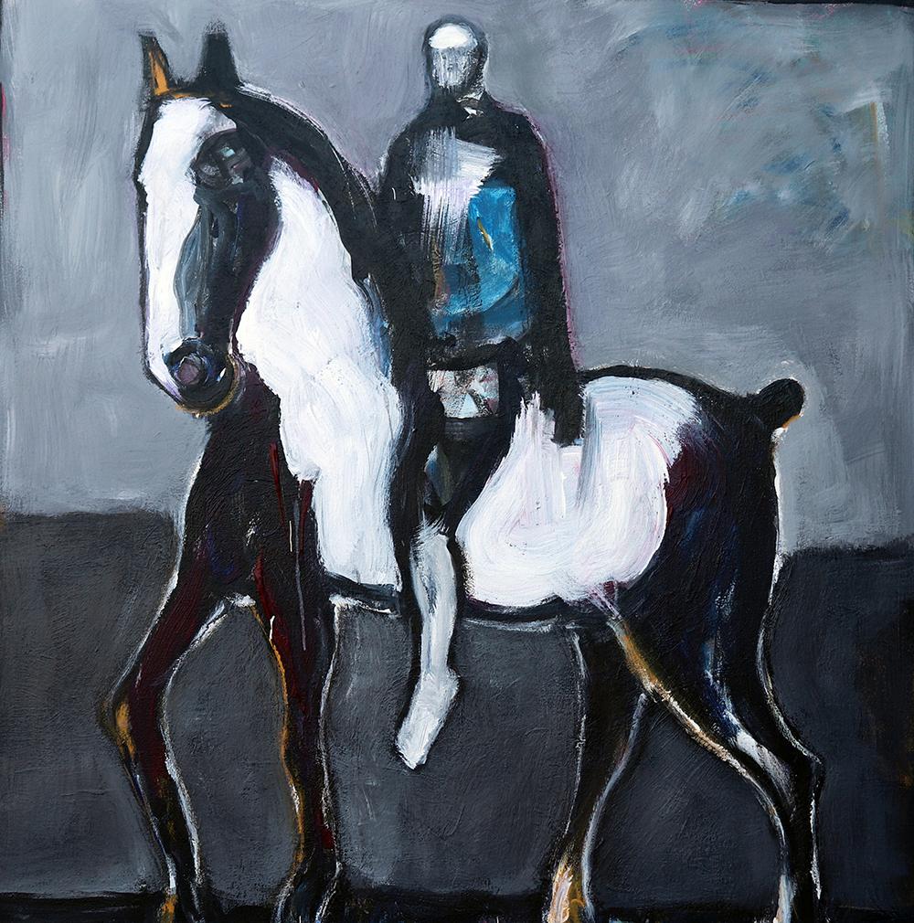 Horse in Grey Field Vl - Art by James Koskinas