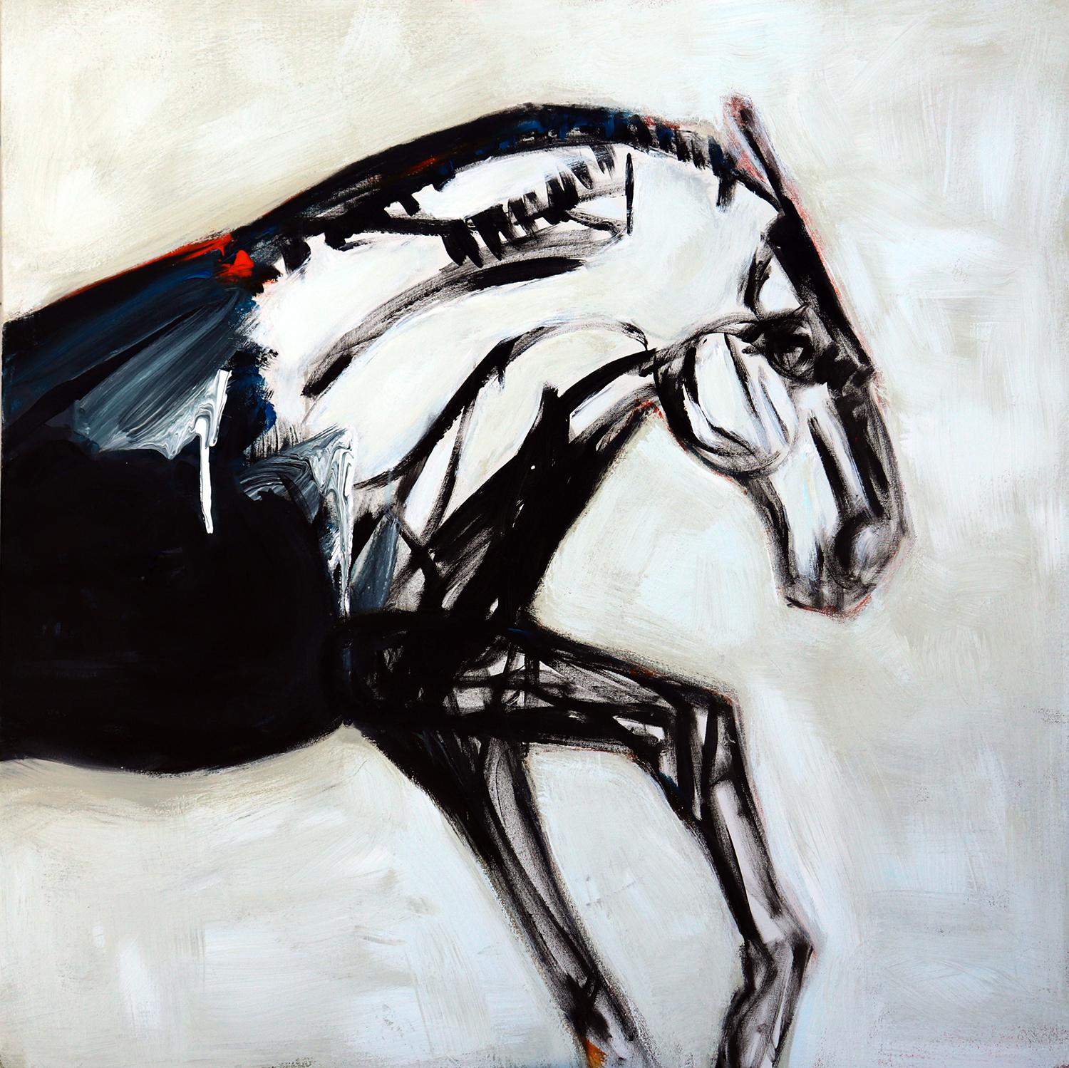 Horse in White Field - Art by James Koskinas