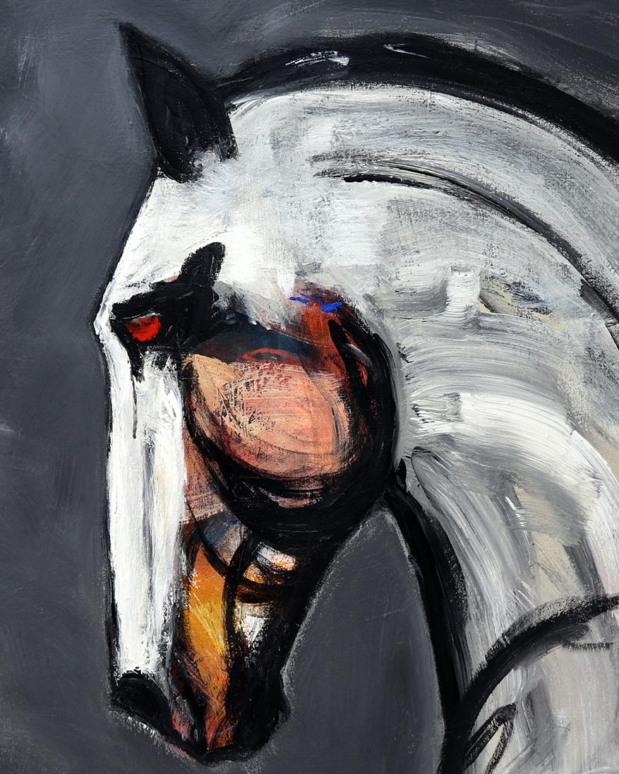 Weißes Pferd mit gelbem Pferd (Medienkunst), Painting, von James Koskinas