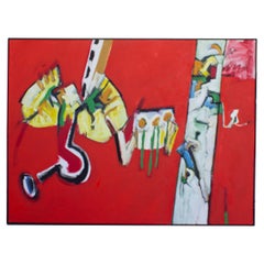 Vintage James L. Bruch Abstract Oil on Canvas Painting