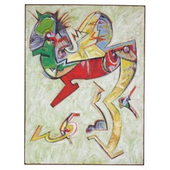 James L. Bruch Abstract Oil on Canvas Painting of a Cat