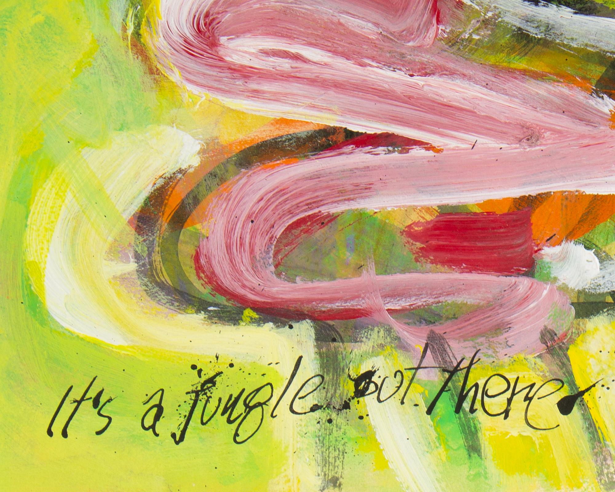 Modern James L. Bruch Signed 2011 “It’s a Jungle Out There” Mixed Media Painting For Sale