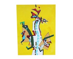 James L. Bruch Signed 2012 “My Way or the Highway” Abstract Mixed Media Painting