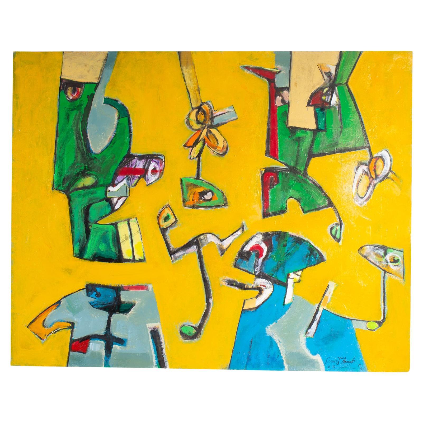 James L. Bruch Signiert 2013 Abstraktes Acryl auf Papier Gemälde im Angebot