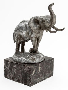 James L. Clark Silvered Bronze Elephant Sculpture