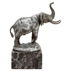 James L. Clark Silvered Bronze Elephant Sculpture