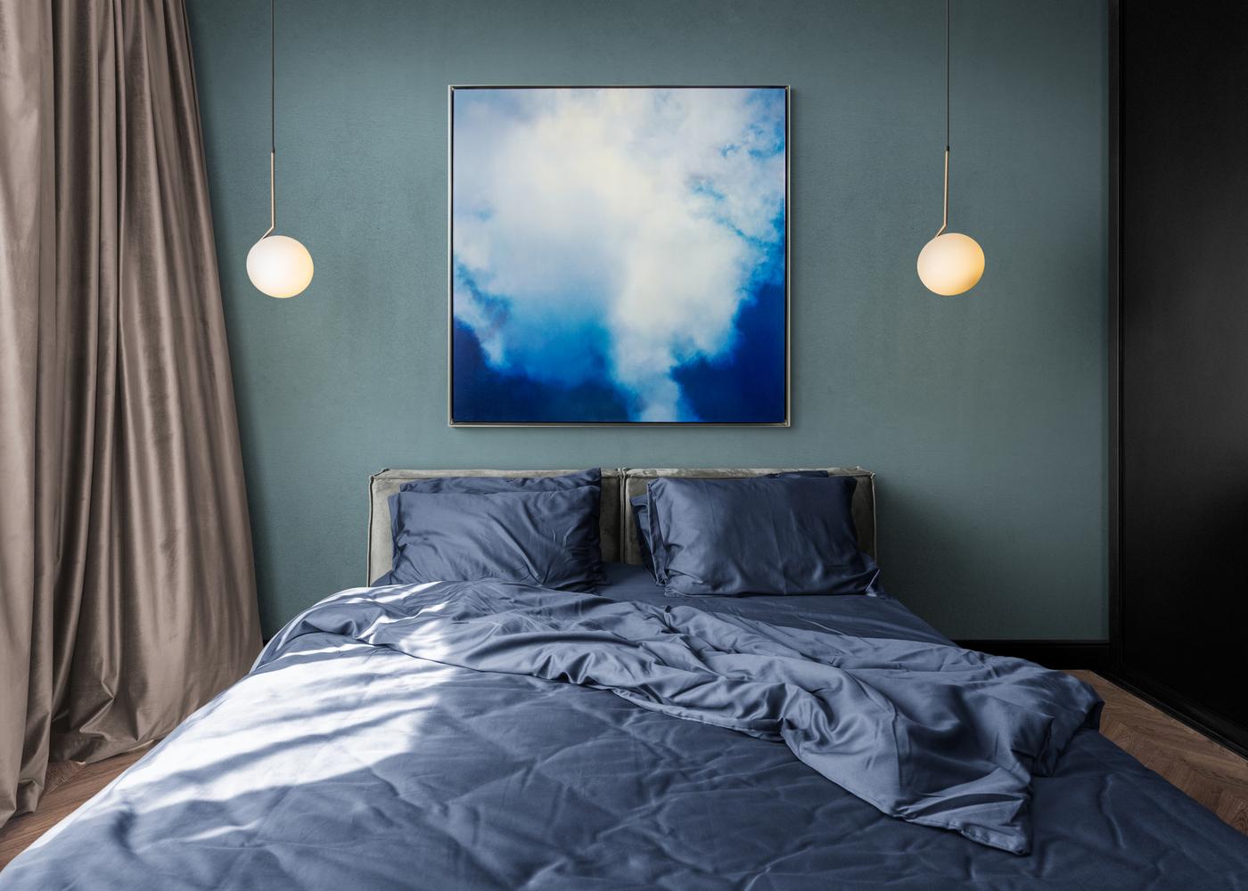 Cloud - bright, calm, realist, landscape, oil and acrylic on canvas on panel For Sale 2