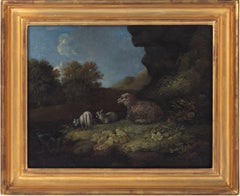 A pair of paintings - Sheep in a rocky landscape