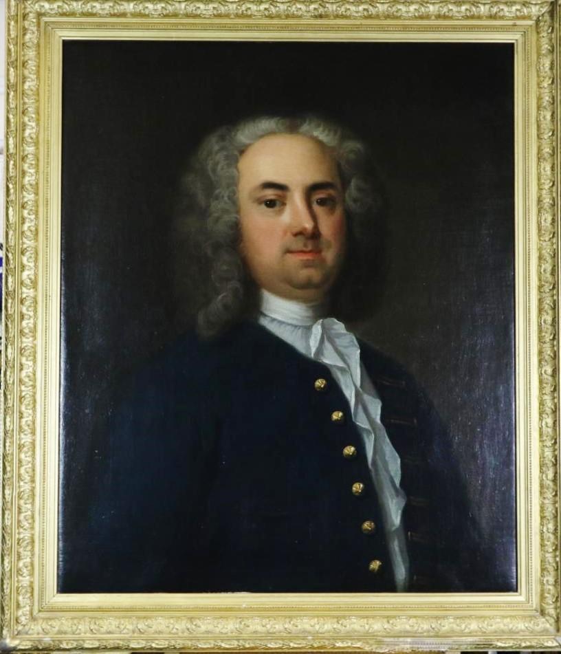 Antikes Porträt aus dem 18. Jahrhundert Edmund Hoyle Kreis von James Latham,Edmund Hoyle,  – Painting von james Latham