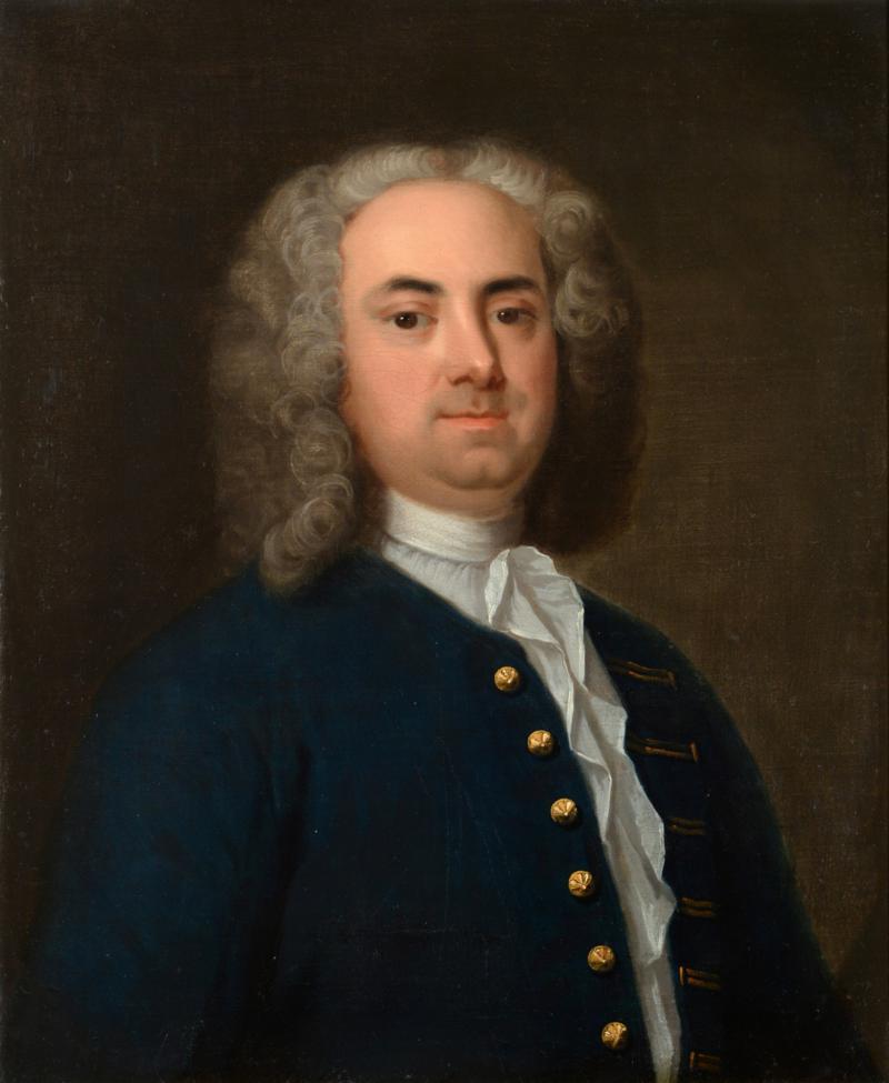 portrait en buste, 18e siècle, d'un gentleman en manteau bleu avec des boutons dorés (il s'agirait d'Edmund Hoyle, inventeur du whist)
cercle de James Latham. Dans un cadre doré, la taille totale est de 71 x 84 cm (28 x 33 pouces environ), tandis