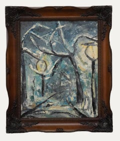 James Lawrence Isherwood (1917-1988) - Olio incorniciato, Luci del parco nella neve
