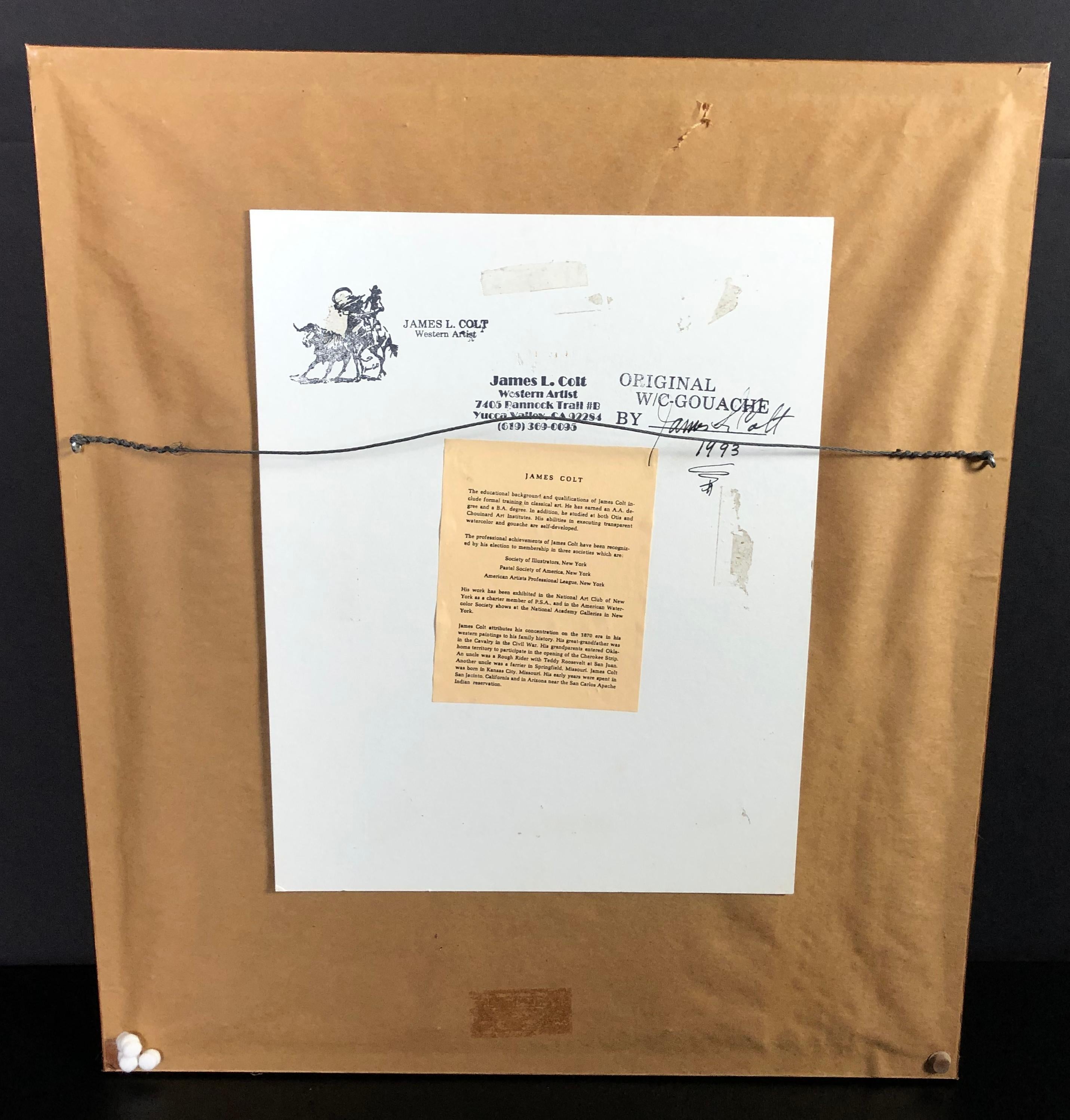 James Lee Colt Immagine western W/C Gouache Cowboy e indiano a cavallo in vendita 2