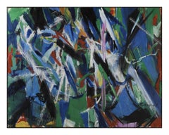 Large 20th century abstract painting by contemporary Ohio artist, 3.5 x 4.5 feet