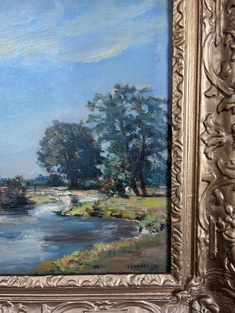 Impressionista britannico Bestiame al pascolo in un paesaggio fluviale, Mostra della Royal Academy 2