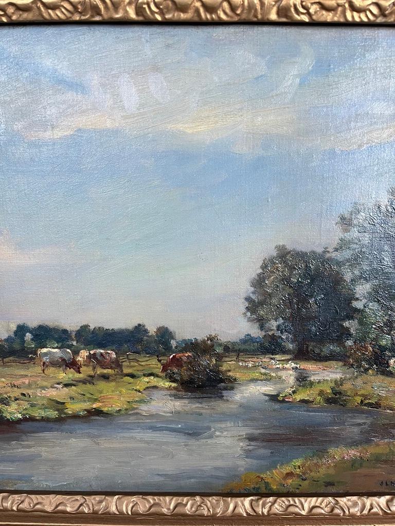 Impressionista britannico Bestiame al pascolo in un paesaggio fluviale, Mostra della Royal Academy 3