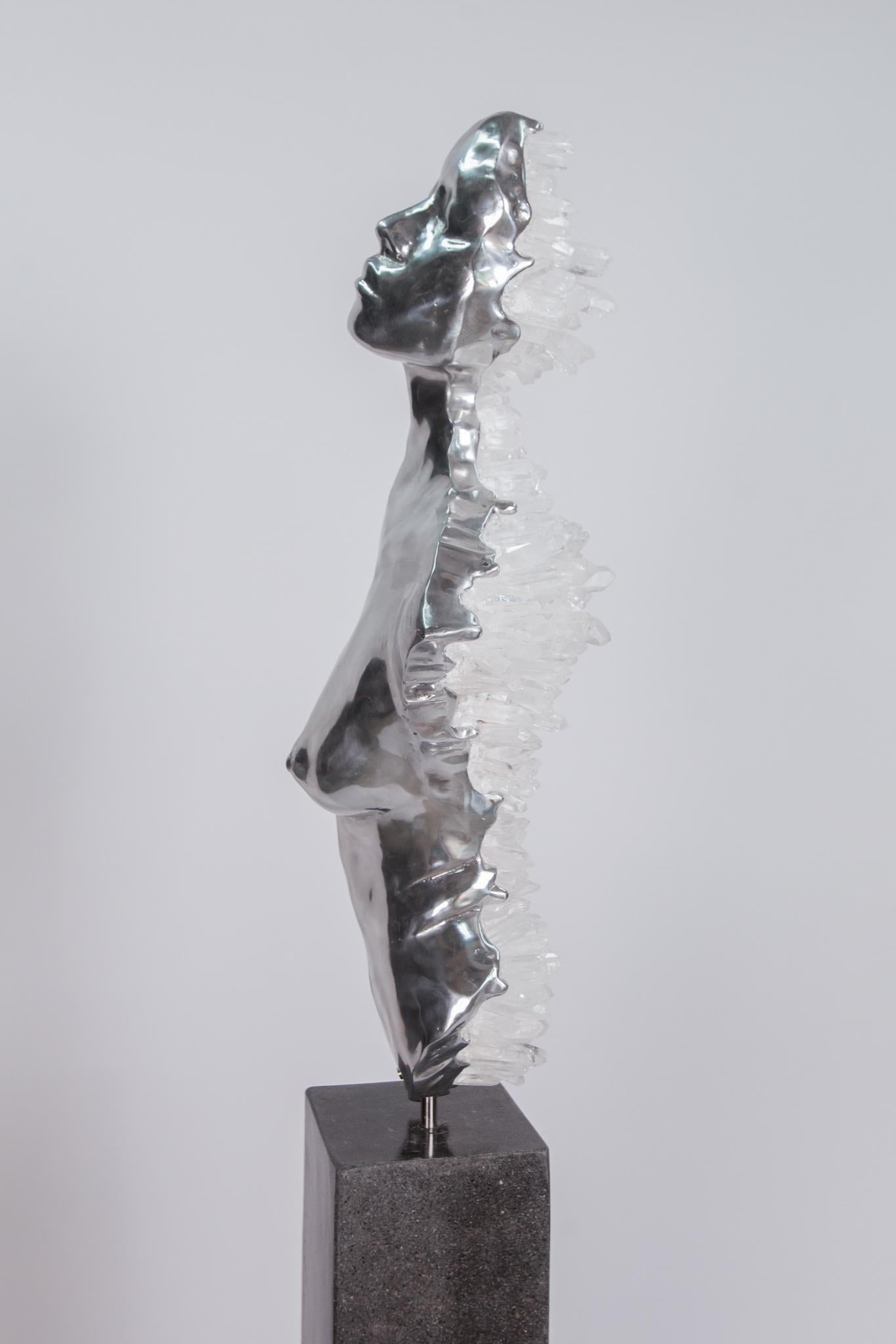 LIMINALER ZUSTAND  Klare Quarzkristalle, Aluminium-Skulptur im Angebot 6