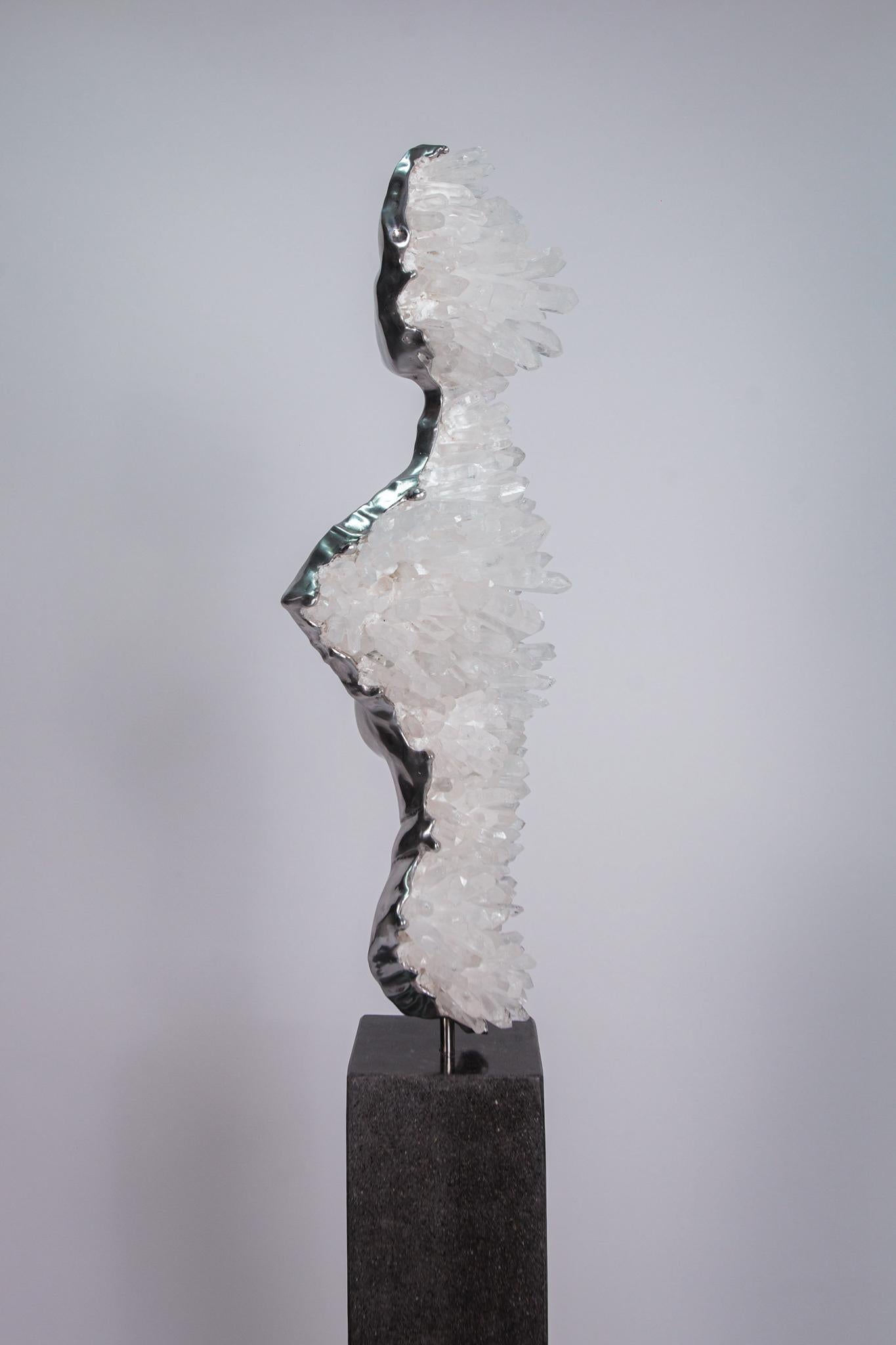 LIMINAL STATE  Clear quartz crystals, aluminium sculpture For Sale 7