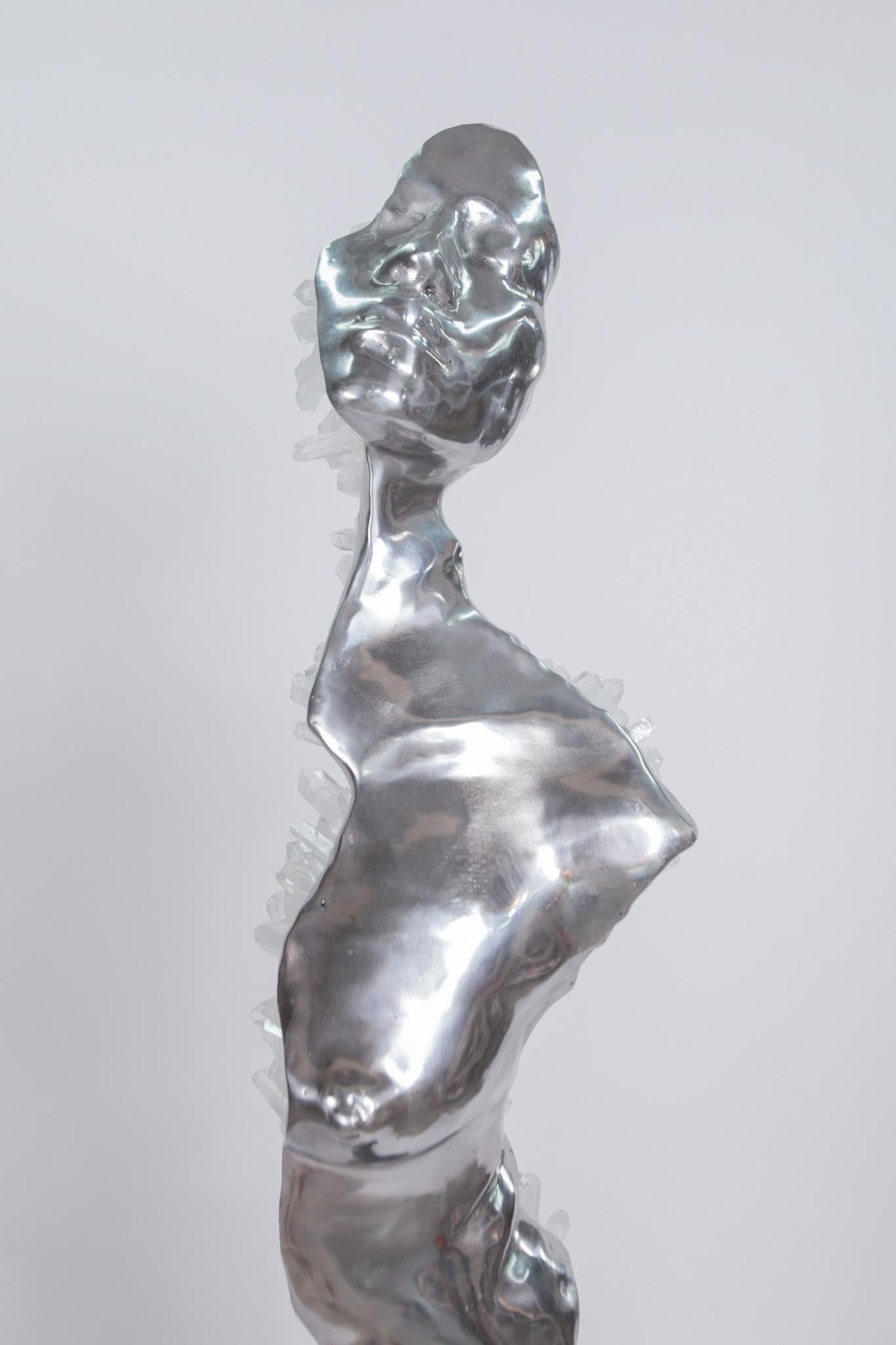 LIMINAL STATE  Clear quartz crystals, aluminium sculpture For Sale 3