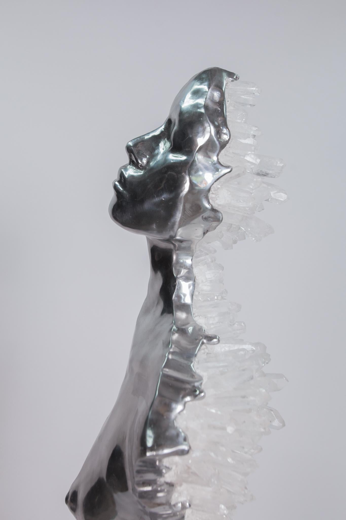 LIMINAL STATE  Clear quartz crystals, aluminium sculpture For Sale 5