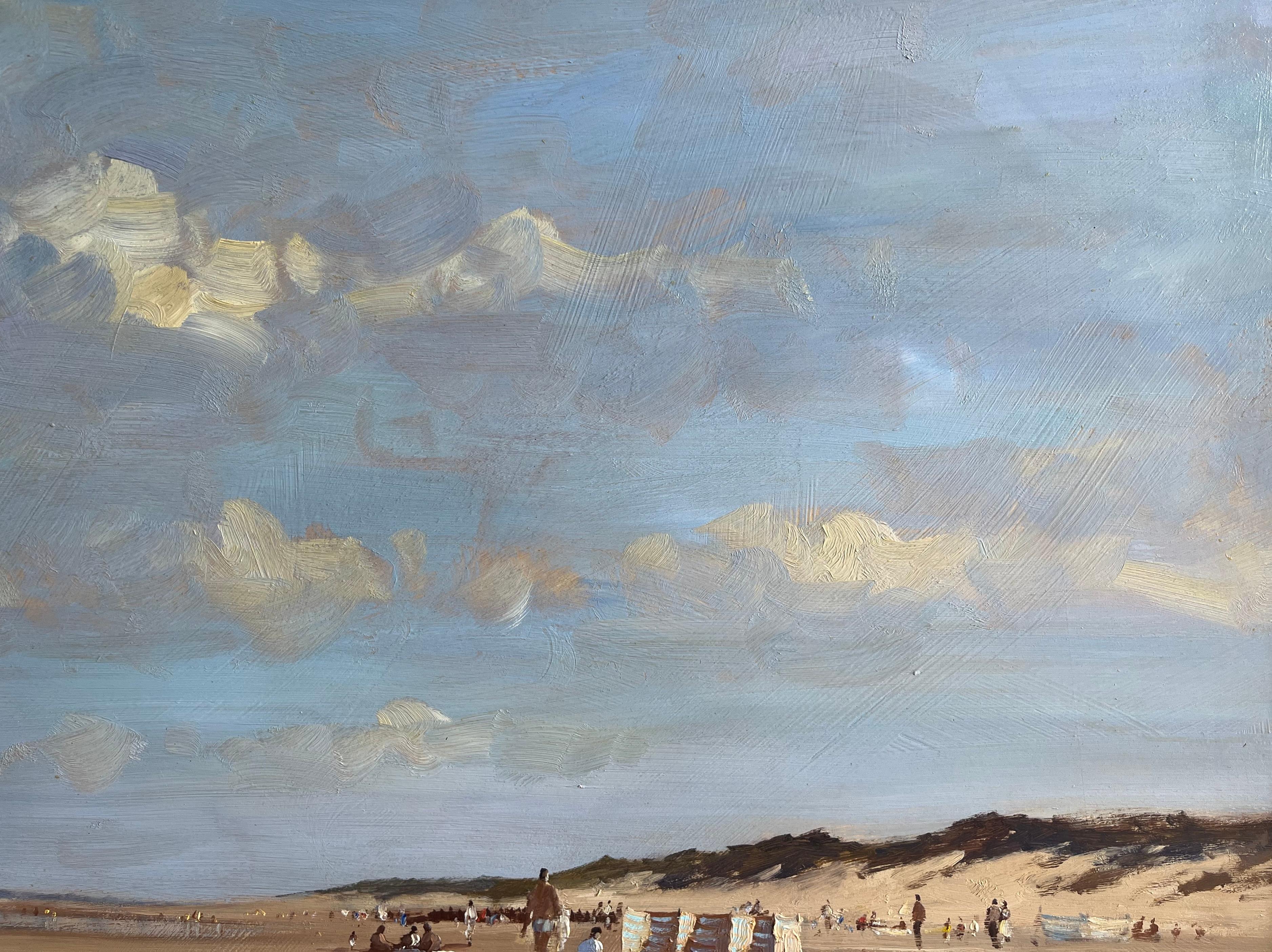 James Longueville, impressionnisme britannique, Brancaster Beach, grande peinture à l'huile 9
