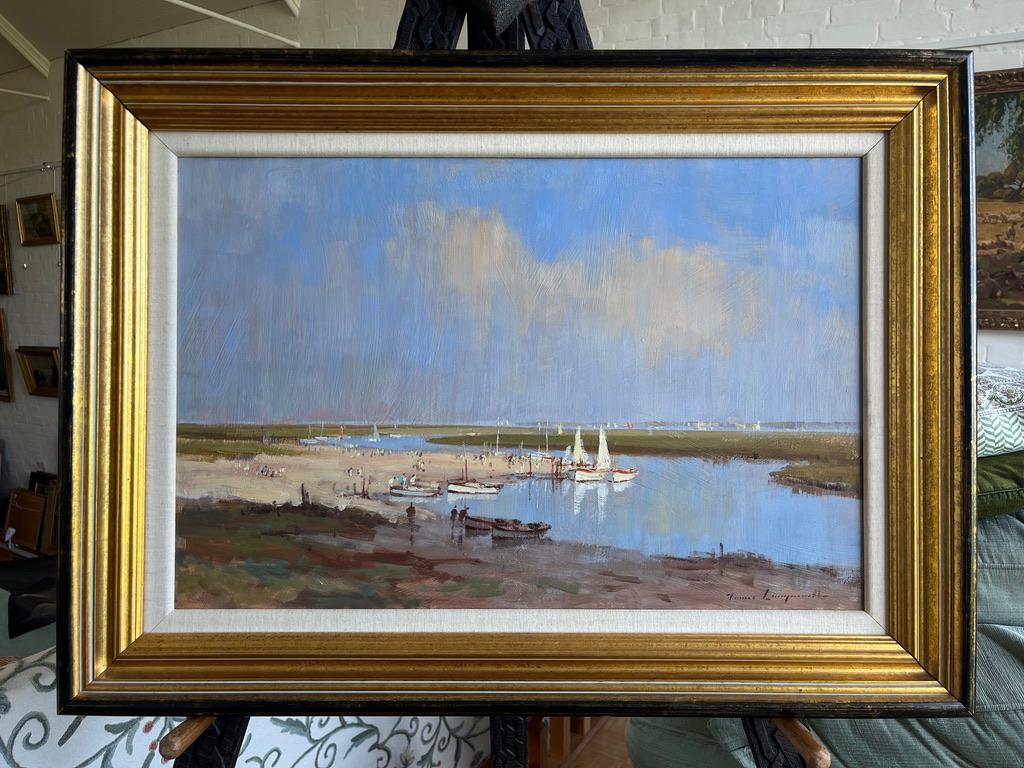 James Longueville, impressionnisme britannique, Brancaster Beach, grande peinture à l'huile 1