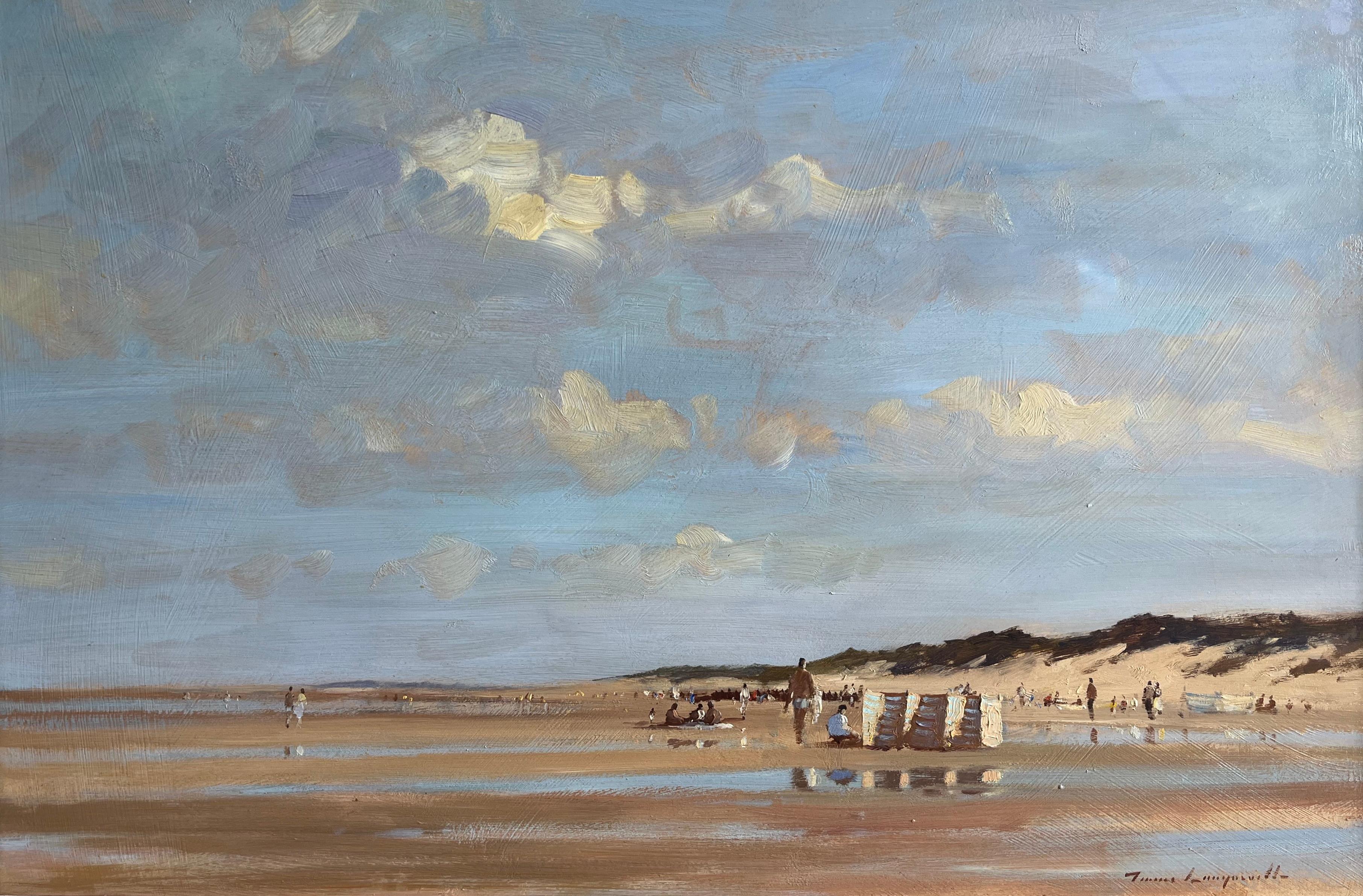 James Longueville, impressionnisme britannique, Brancaster Beach, grande peinture à l'huile 2