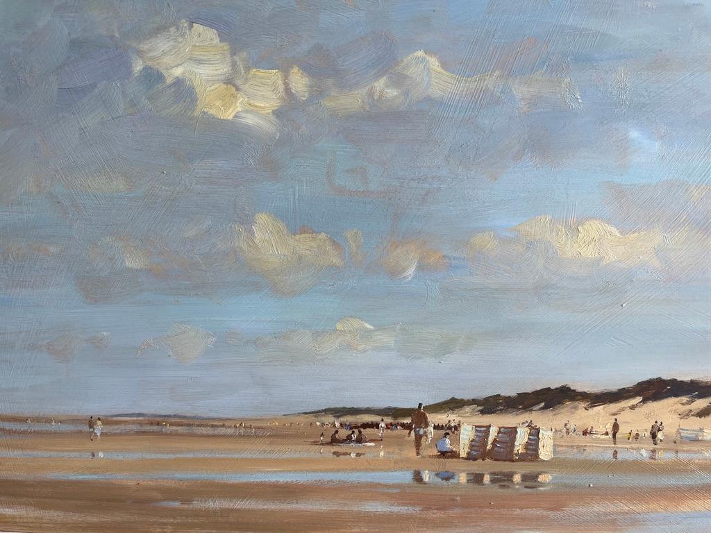 James Longueville, impressionnisme britannique, Brancaster Beach, grande peinture à l'huile 3
