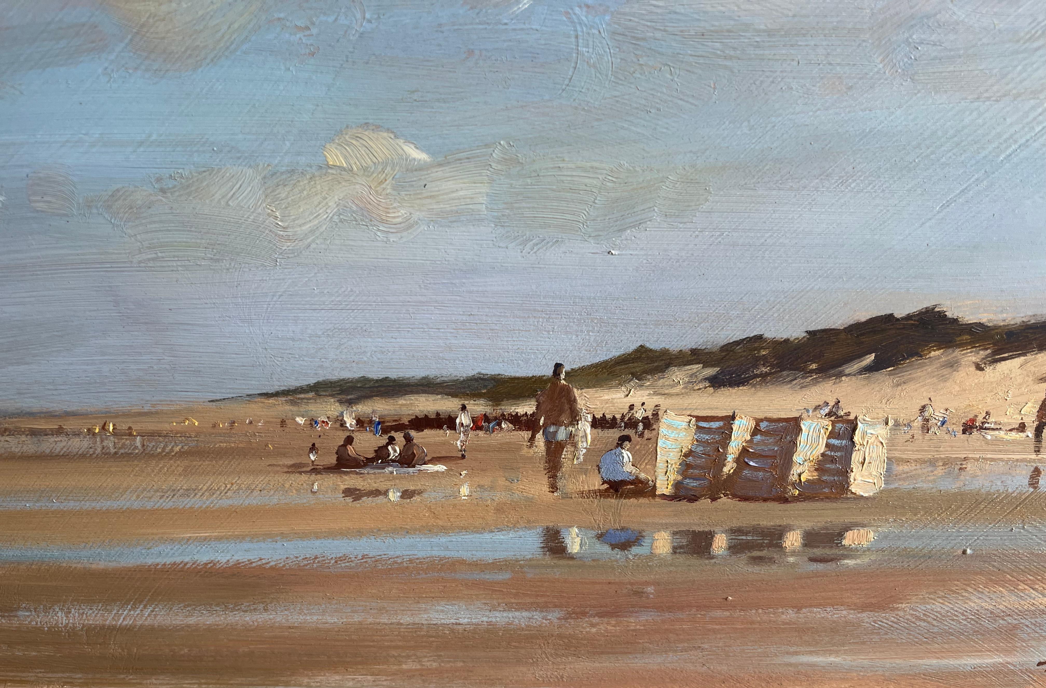 James Longueville, impressionnisme britannique, Brancaster Beach, grande peinture à l'huile 4