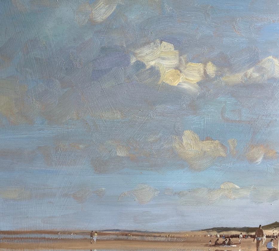 James Longueville, impressionnisme britannique, Brancaster Beach, grande peinture à l'huile 7