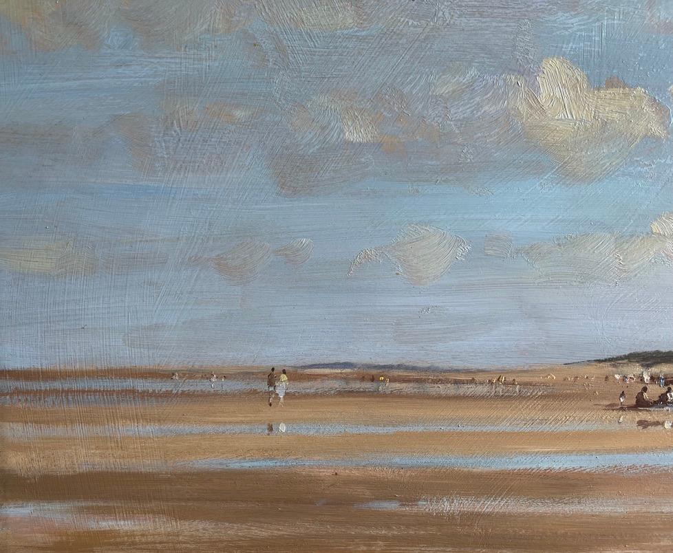 James Longueville, impressionnisme britannique, Brancaster Beach, grande peinture à l'huile 8