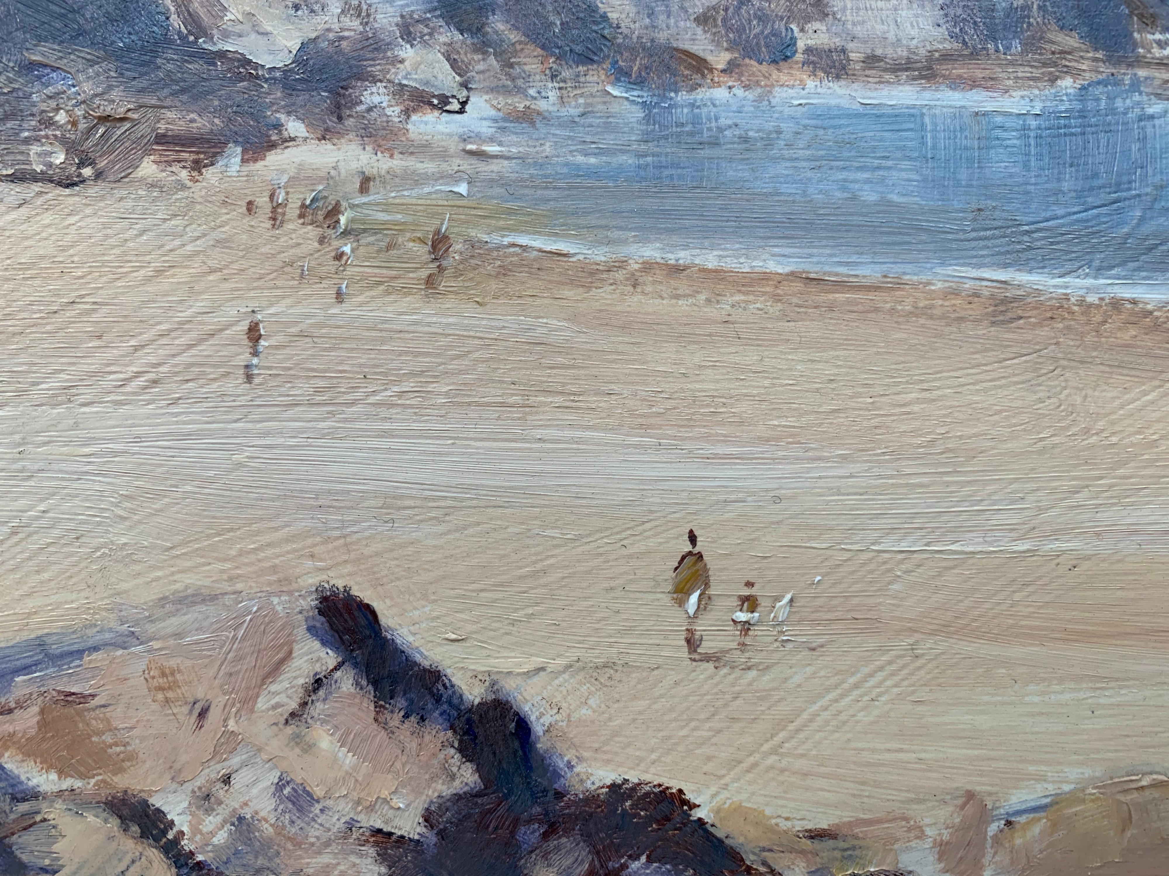 Landscape Seascape Painting of The Little Bay in Jersey by British Artist For Sale 5