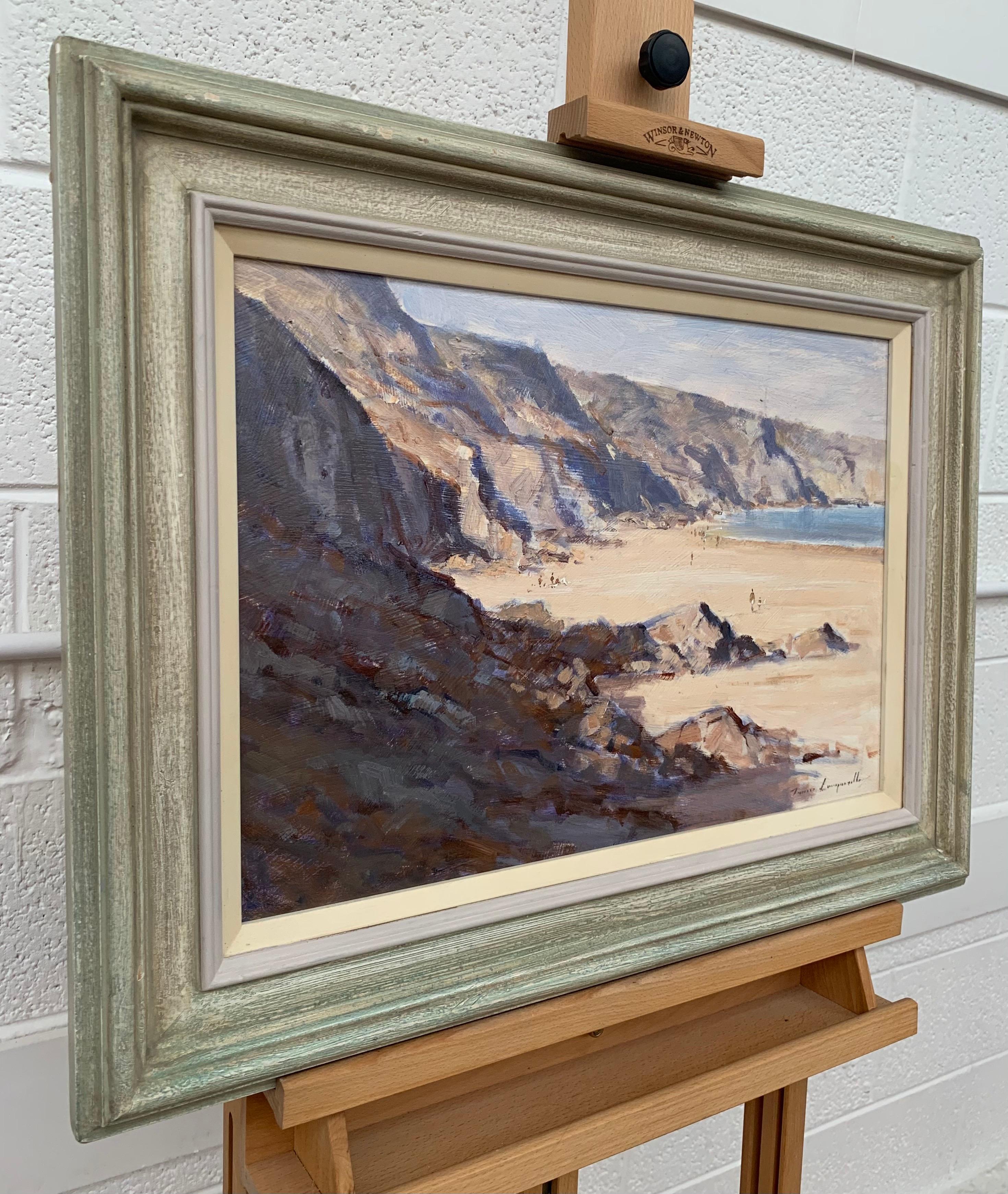 Peinture de paysage marin de The Little Bay à Jersey par un artiste britannique - Painting de James Longueville