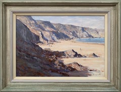 Landscape Seascape Painting of The Little Bay in Jersey by British Artist