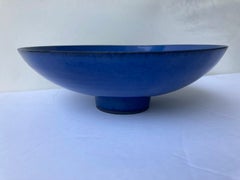 James Lovera Blue Ceramic/Pottery/Porcelain, Footed Bowl, Signed