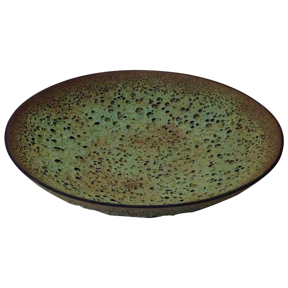 James Lovera Crater Glaze Ceramic Footed Bowl For Sale
