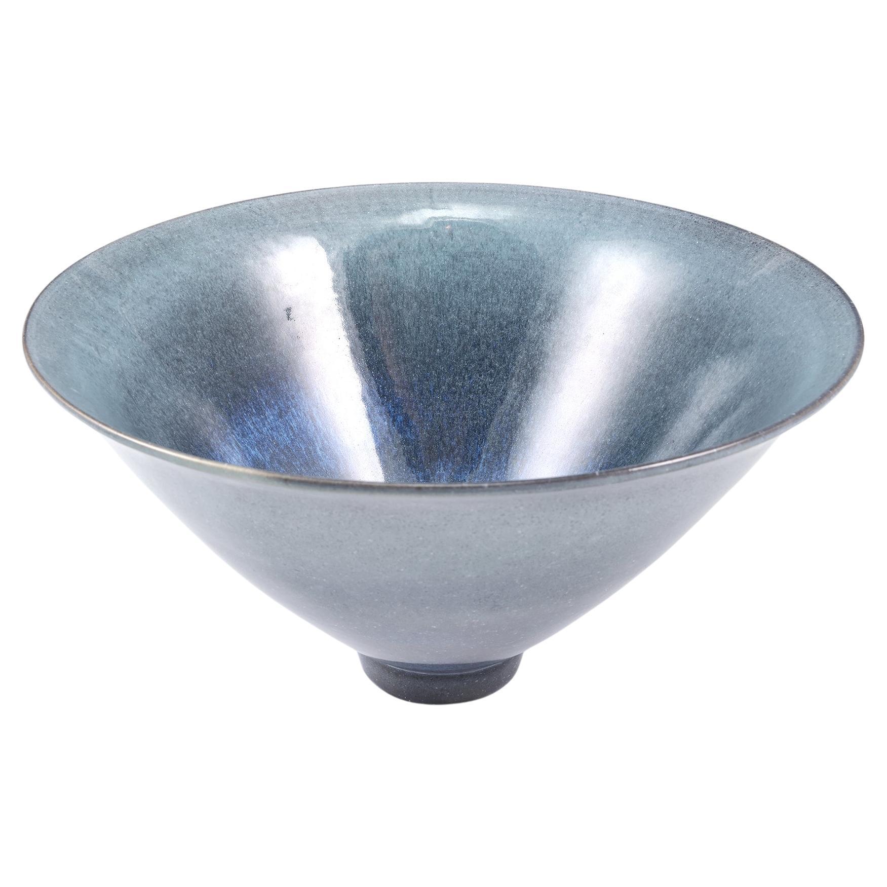 James Lovera, Stoneware Large Gray and Blue Bowl, USA, 1990's