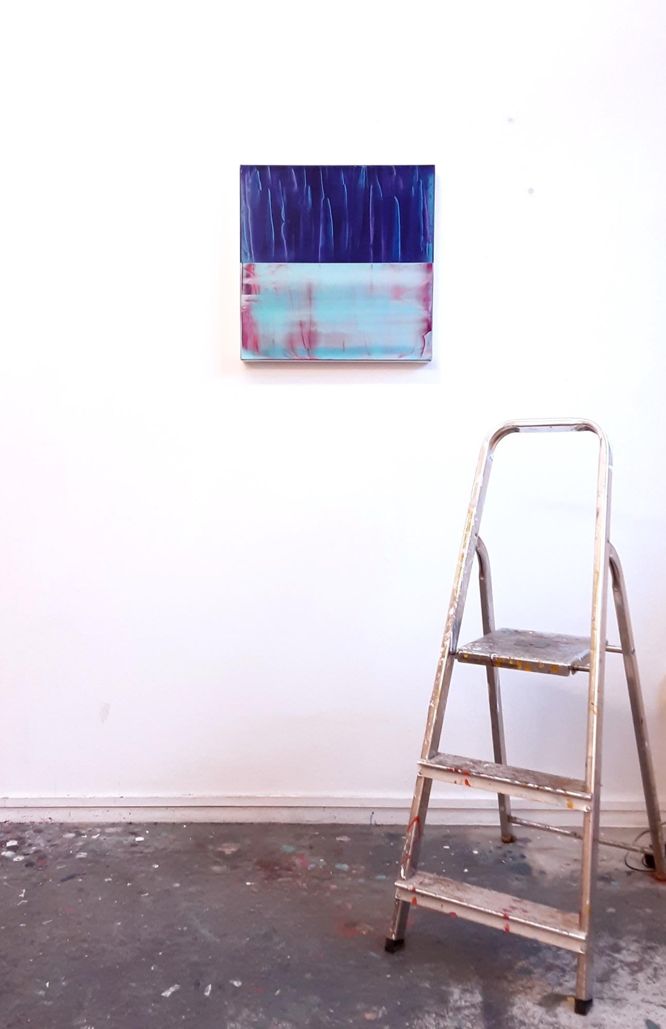 Contrapuntal (4/19) by James Lumsden -Abstract vivid colour painting, blue, pink im Angebot 1