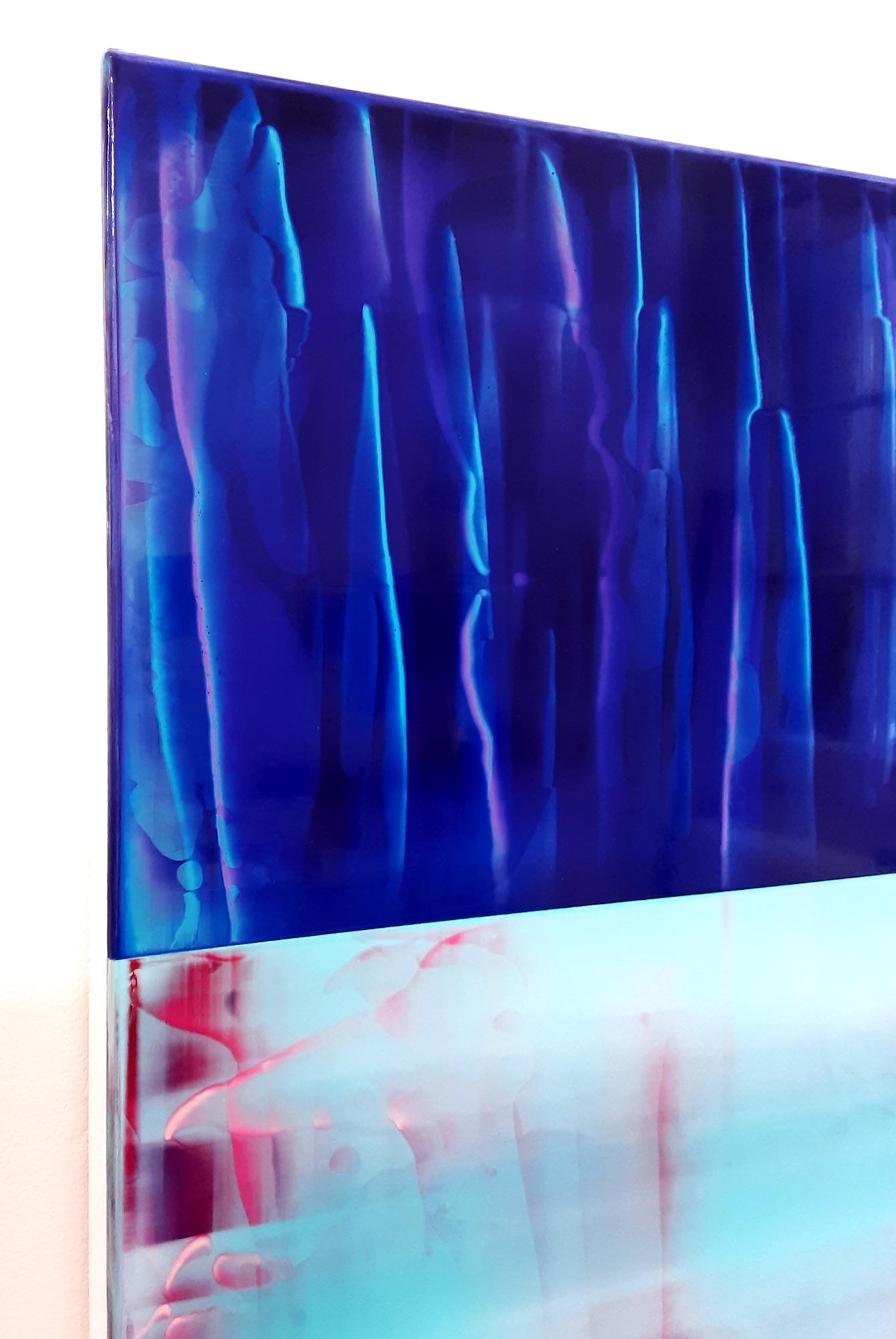 Contrapuntal (4/19) by James Lumsden -Abstract vivid colour painting, blue, pink im Angebot 4