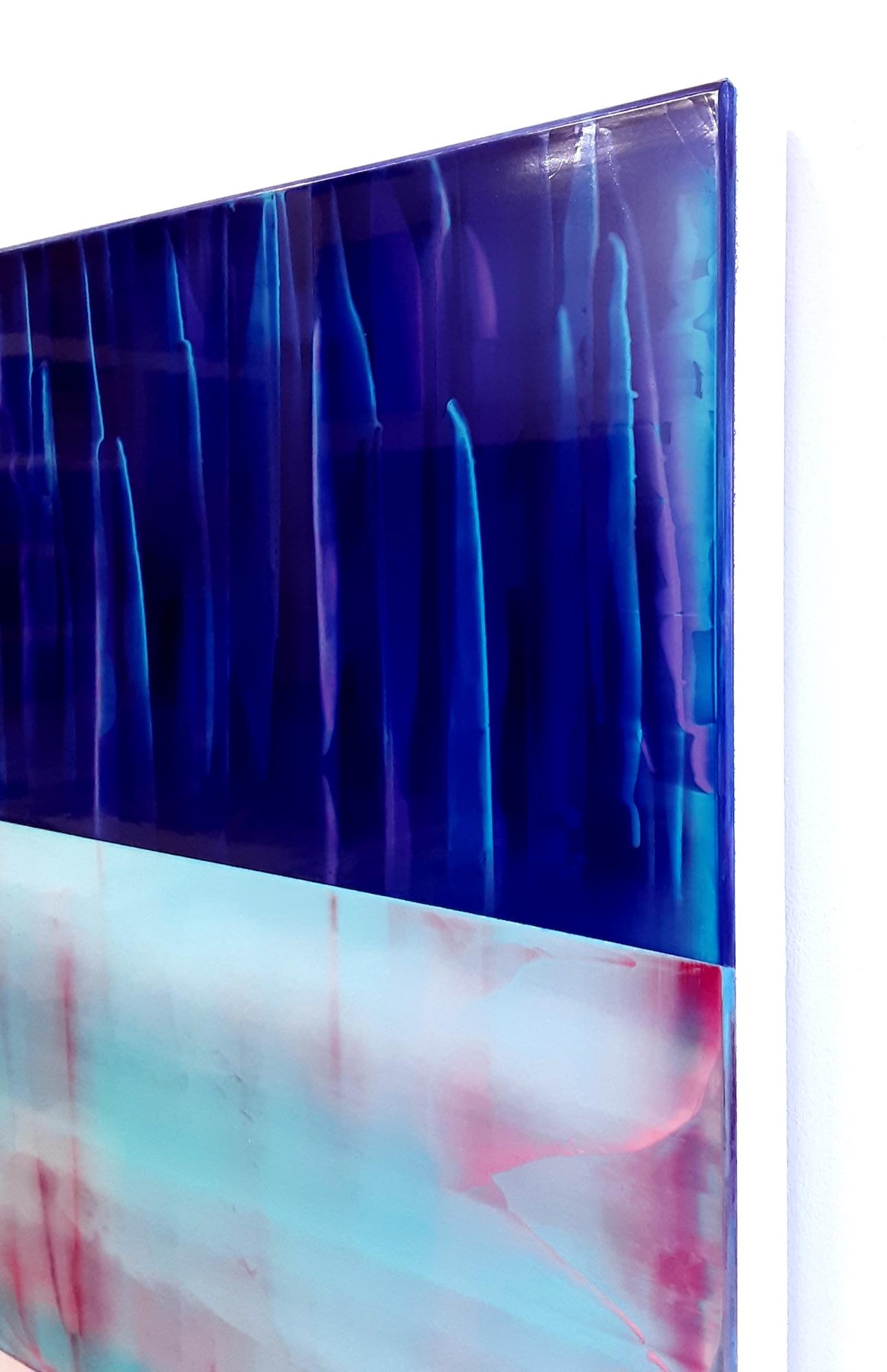 Contrapuntal (4/19) by James Lumsden -Abstract vivid colour painting, blue, pink im Angebot 5