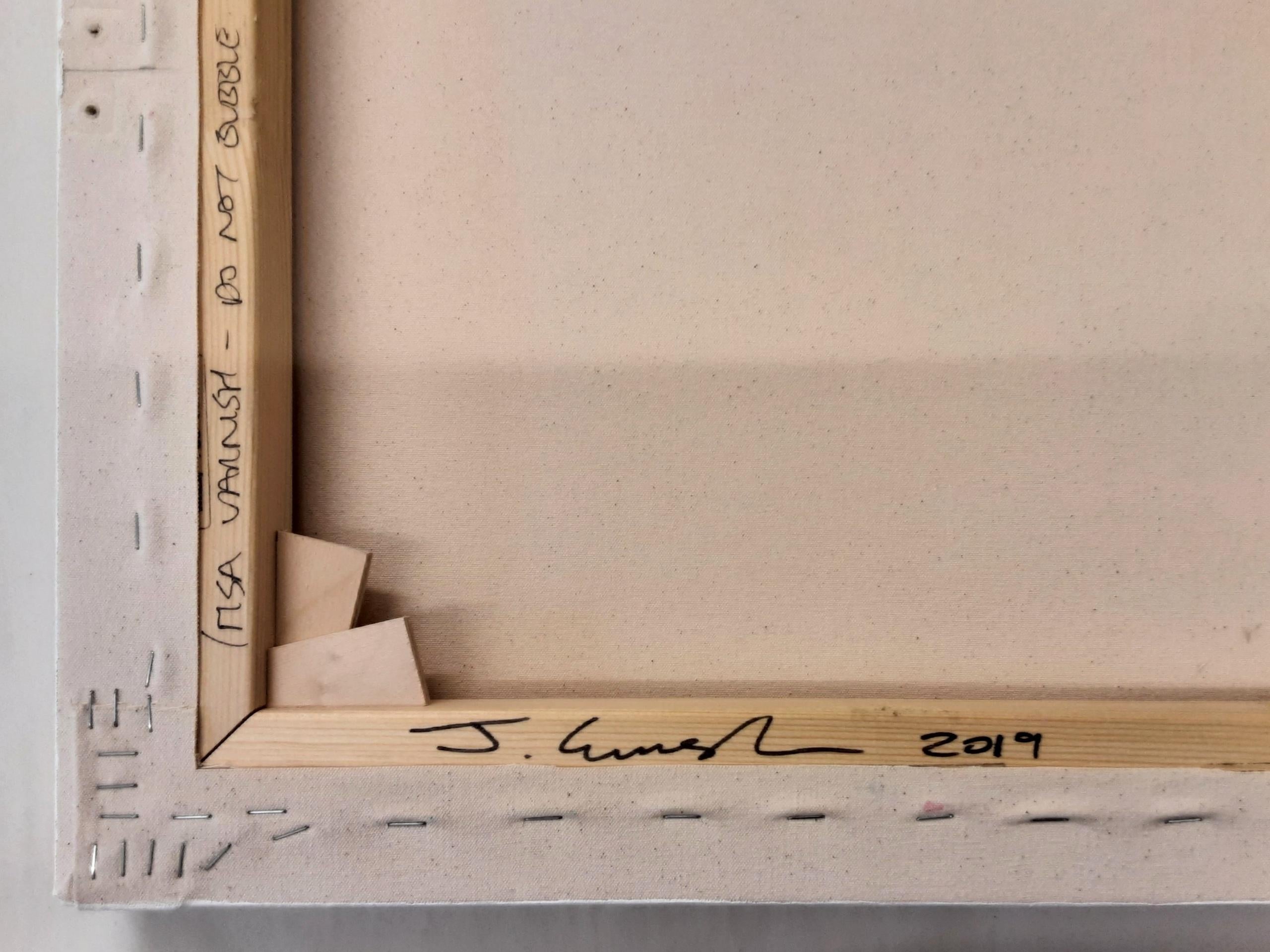 Contrapuntal (4/19) by James Lumsden -Abstract vivid colour painting, blue, pink im Angebot 7