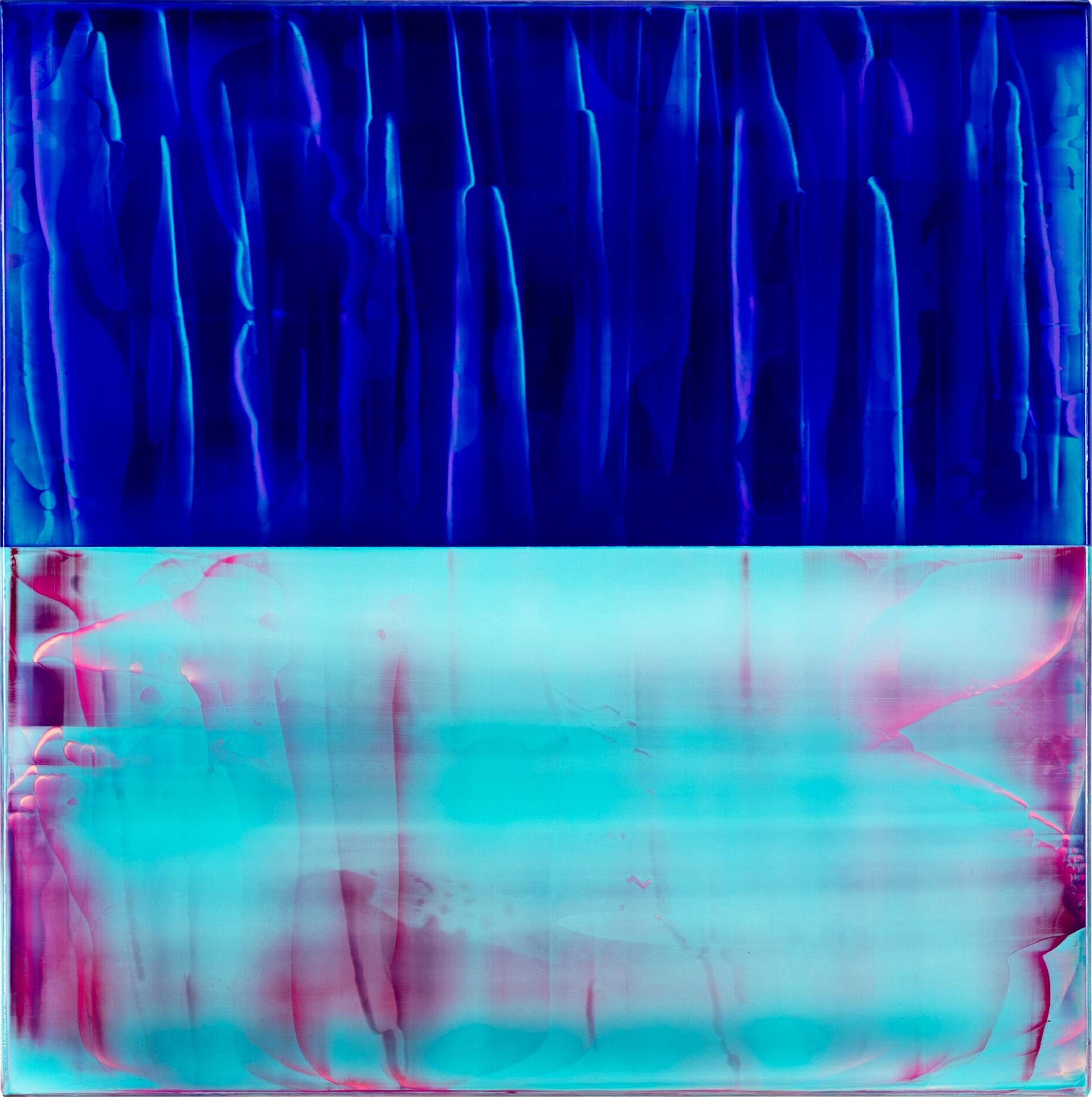 Contrapuntal (4/19) von James Lumsden -Abstract vivid colour painting, blau, rosa
