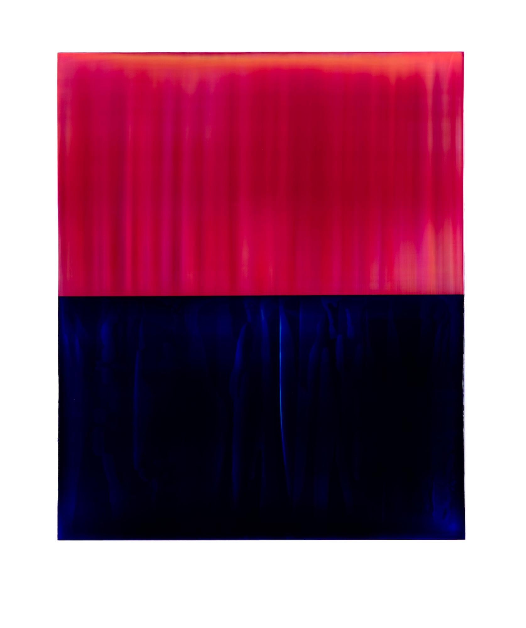 Kontrapuntal (6/23) von James Lumsden - Abstraktes Farbgemälde, Blau und Rot im Angebot 1