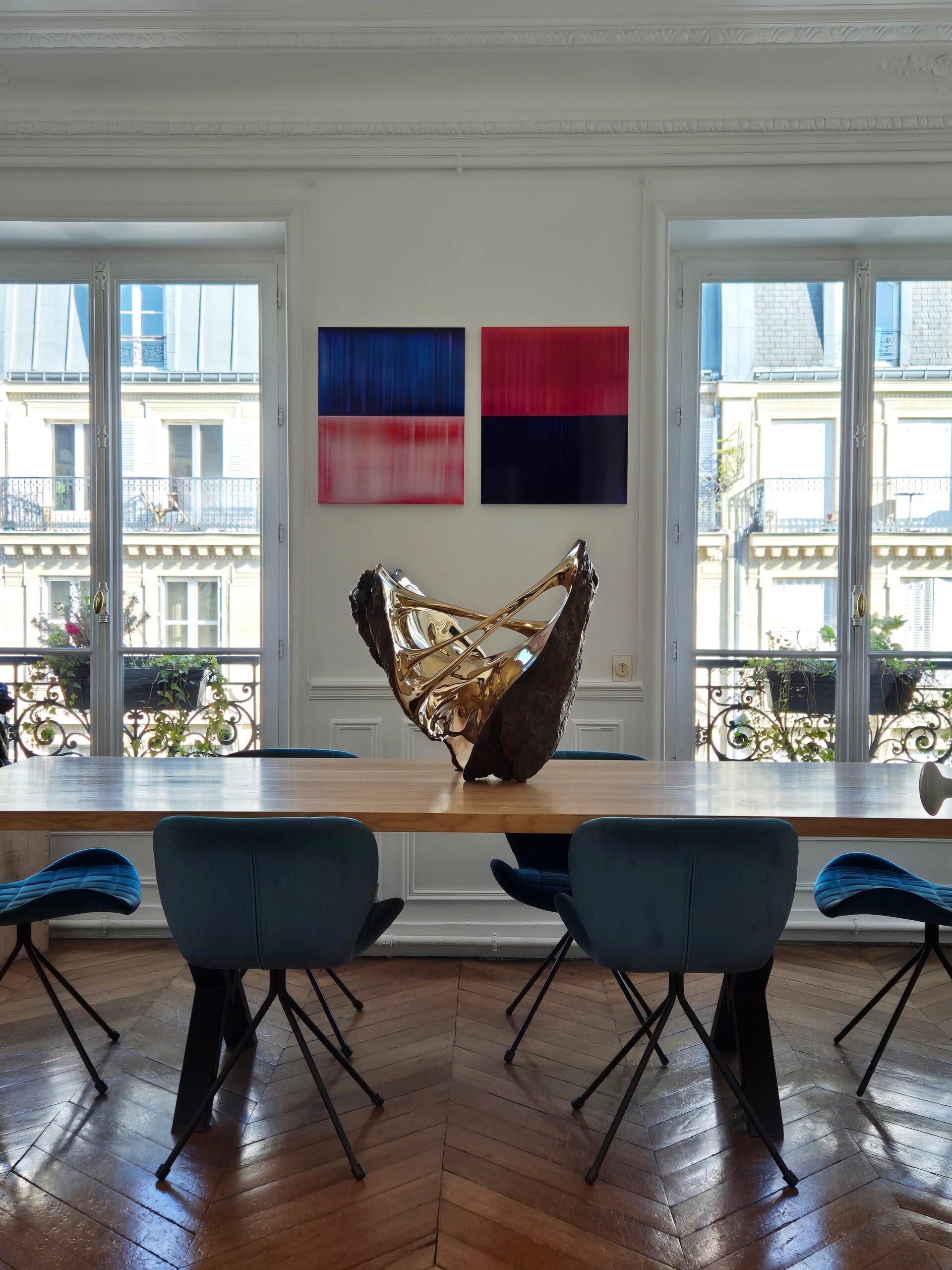 Kontrapuntal (6/23) von James Lumsden - Abstraktes Farbgemälde, Blau und Rot im Angebot 2